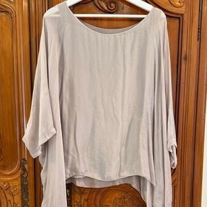 Women’s gray, lined sheer overlay poncho/swing top, EUC, size L
